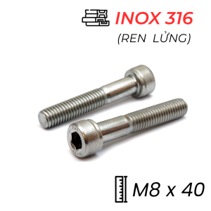 Lục Giác Chìm Đầu Trụ Inox 316 DIN912 M8x40 Ren Lửng