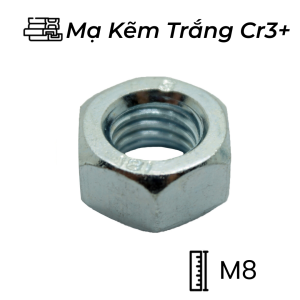 Tán Thép Mạ Kẽm Trắng Cr3+ 8.8 DIN934 M8
